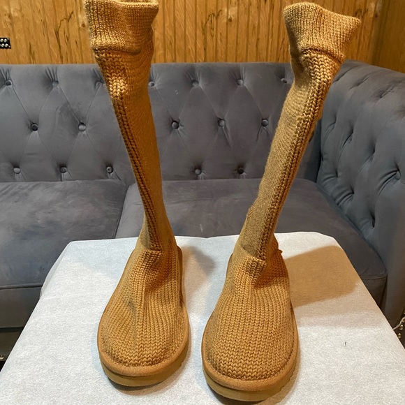 UGG Sweater Knit Boots Chestnut Sz 7 - Picture 4 of 5